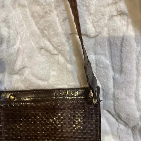 Michael Kors Dark Brown Woven Leather Shoulder Bag - Picture 5 of 11